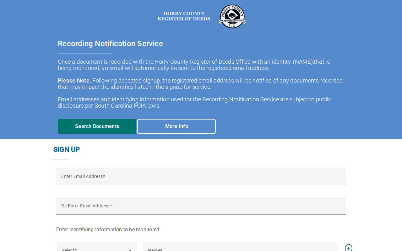Myrtle Beach residents directory Horry recording notification service