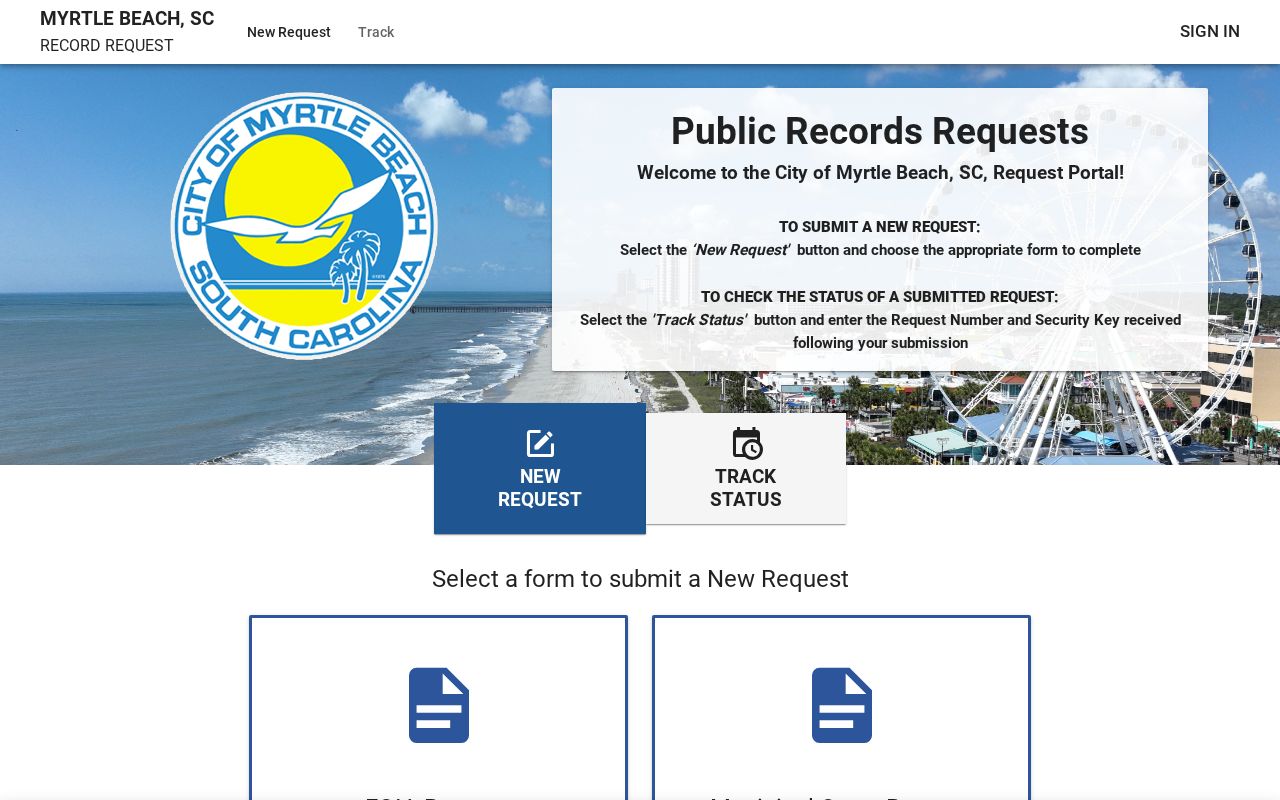 Myrtle Beach residents directory public records request portal