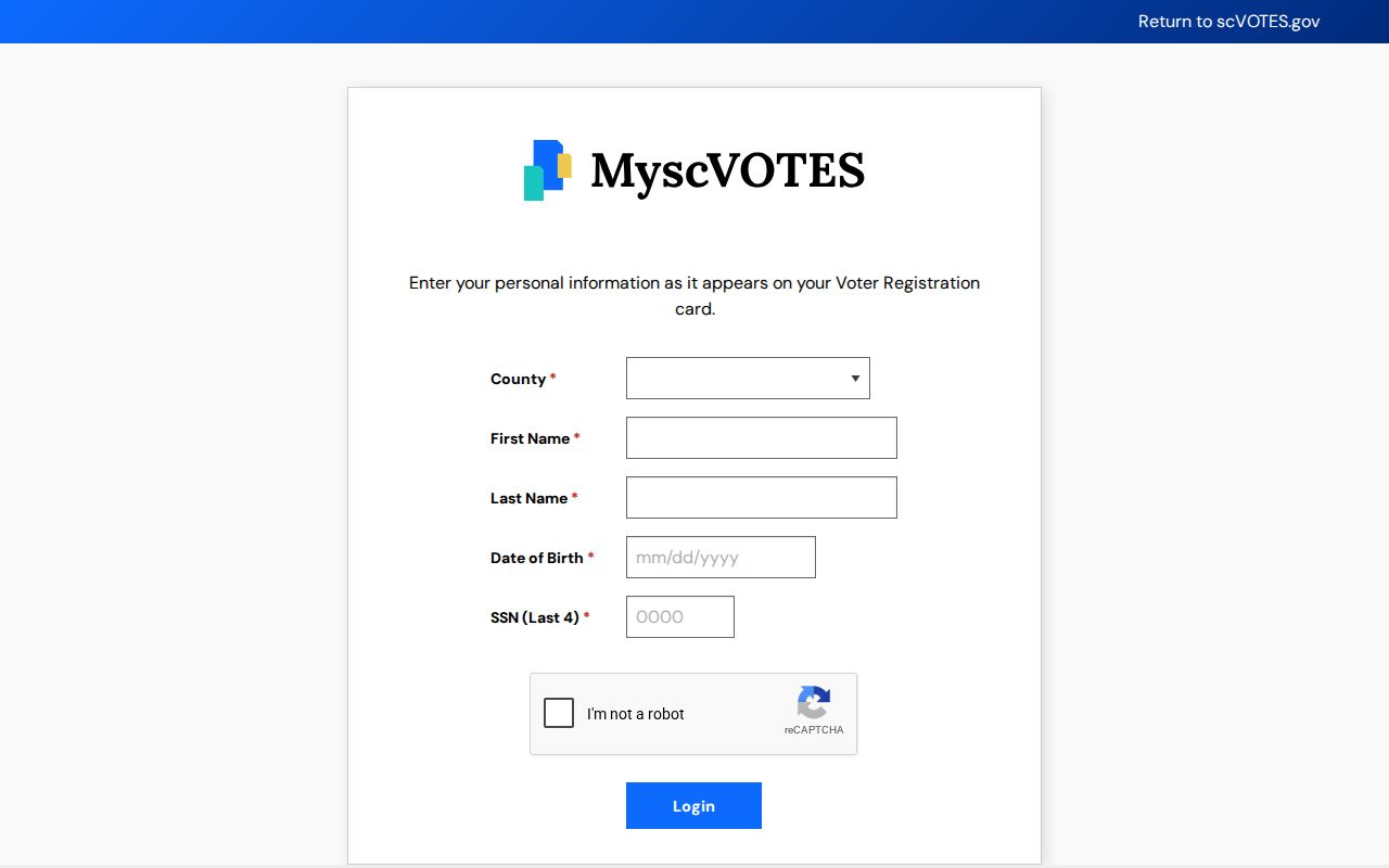 Myrtle Beach residents directory South Carolina voter information form