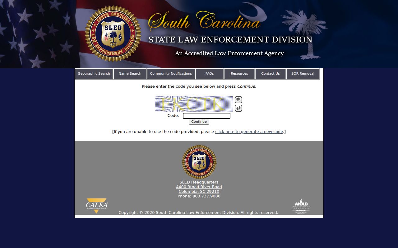 Myrtle Beach neighbors registry CAPTCHA entry before official geographic or name search