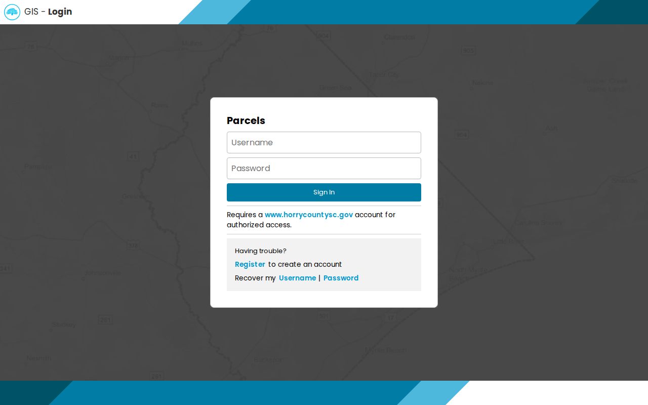 Myrtle Beach street directory Horry County parcel GIS account login