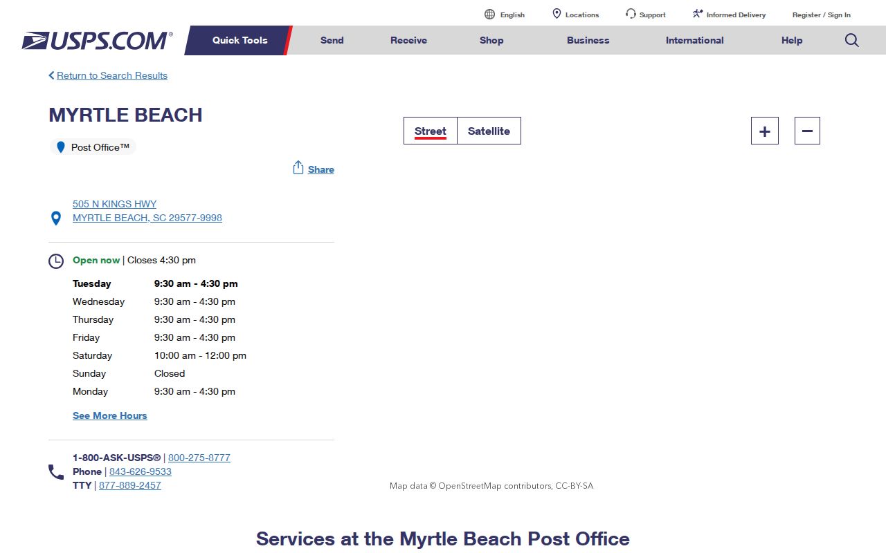 Myrtle Beach ZIP code directory USPS 29577 location reference